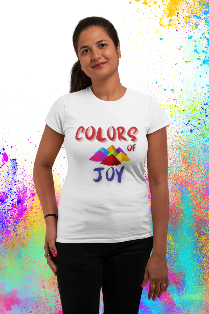 Colors Of Joy Holi T-Shirt For Women - WowWaves - 2