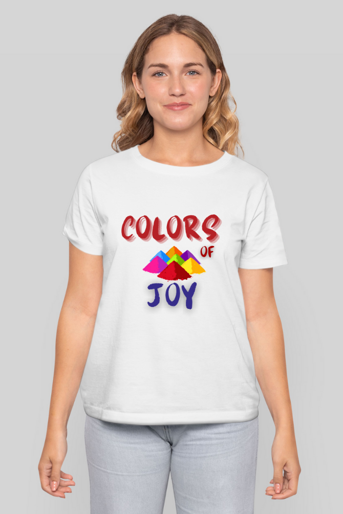 Colors Of Joy Holi T-Shirt For Women - WowWaves - 4