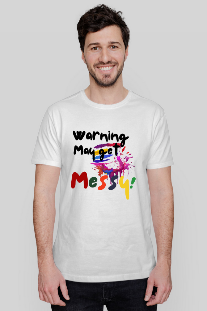 Warning: May Get Messy! Holi T-Shirt For Men - WowWaves - 4