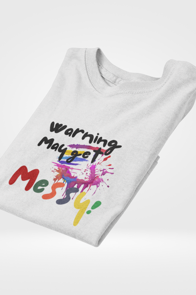 Warning: May Get Messy! Holi T-Shirt For Men - WowWaves - 3