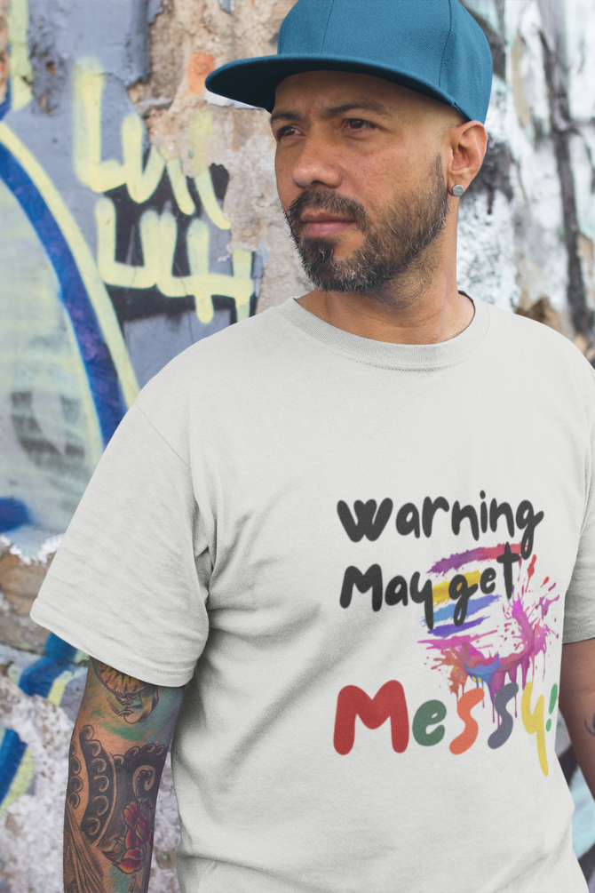 Warning: May Get Messy! Holi T-Shirt For Men - WowWaves