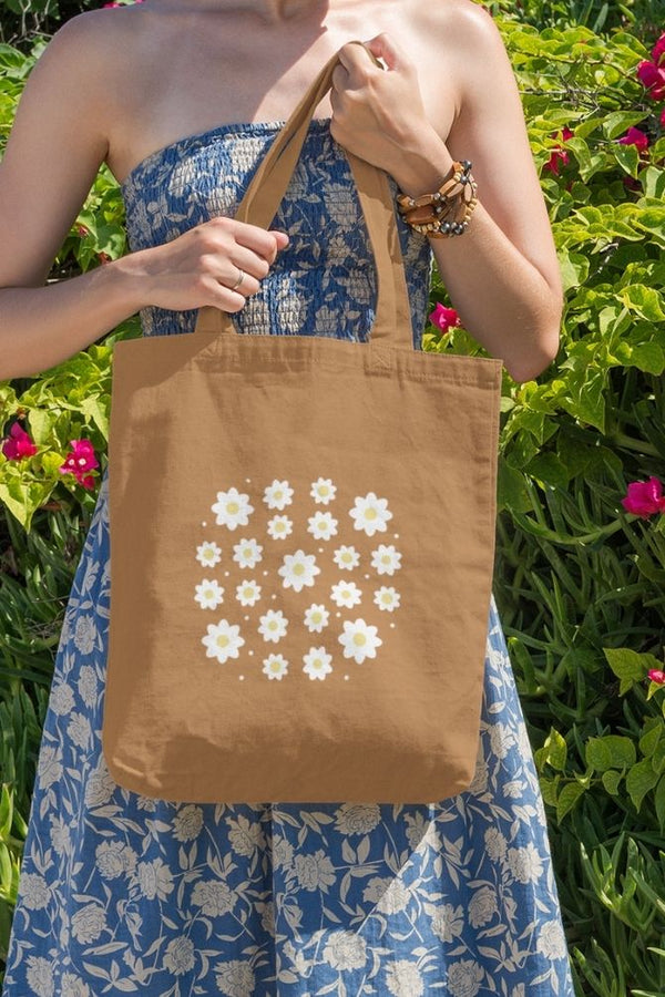Floral Symmetry Zipper Tote Bag