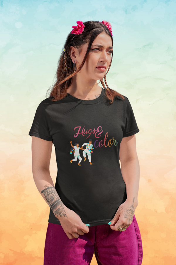 Hugs & Colors. Holi T-Shirt For Women - WowWaves