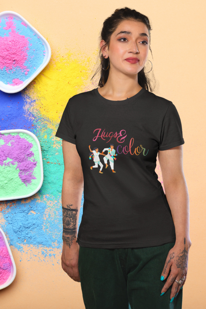 Hugs & Colors. Holi T-Shirt For Women - WowWaves - 2