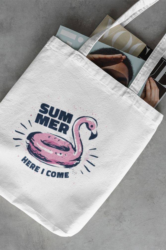 Flamingo Summer Zipper Tote Bag -1