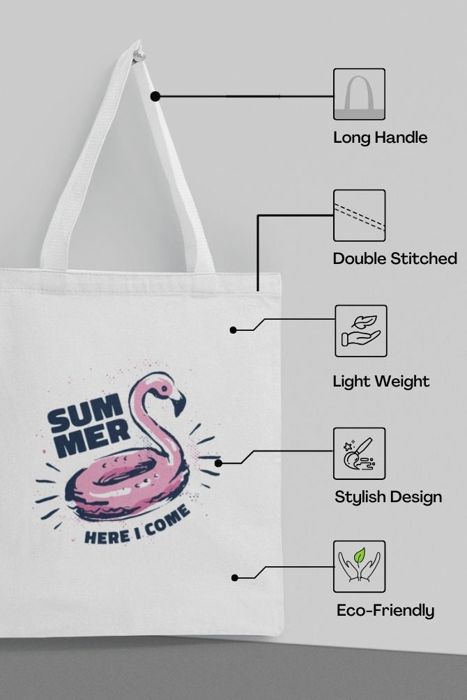 Flamingo Summer Zipper Tote Bag -5