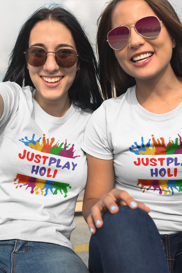 Just Play Holi T-Shirt For Women - WowWaves