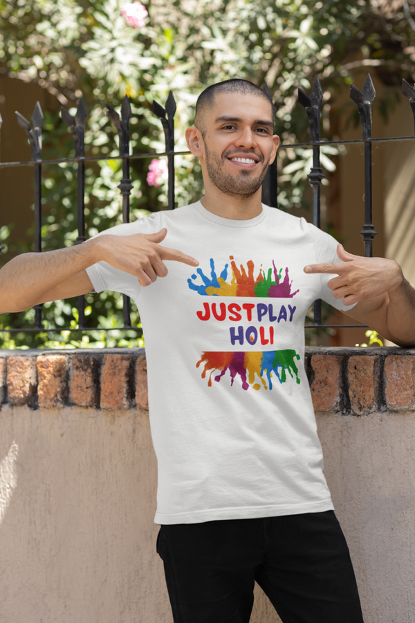 Just Play Holi T-Shirt For Men - WowWaves