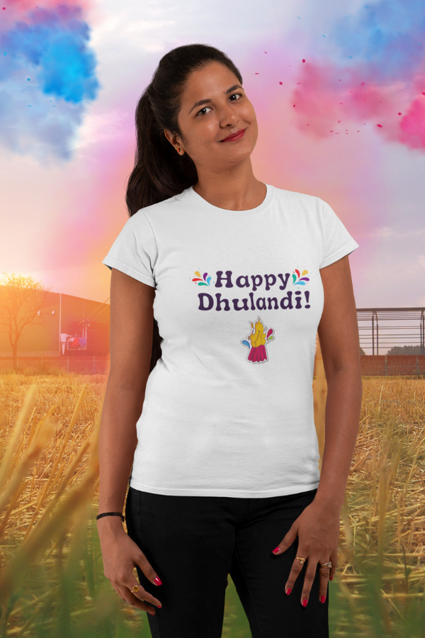 Happy Dhulandi Holi T-Shirt For Women - WowWaves