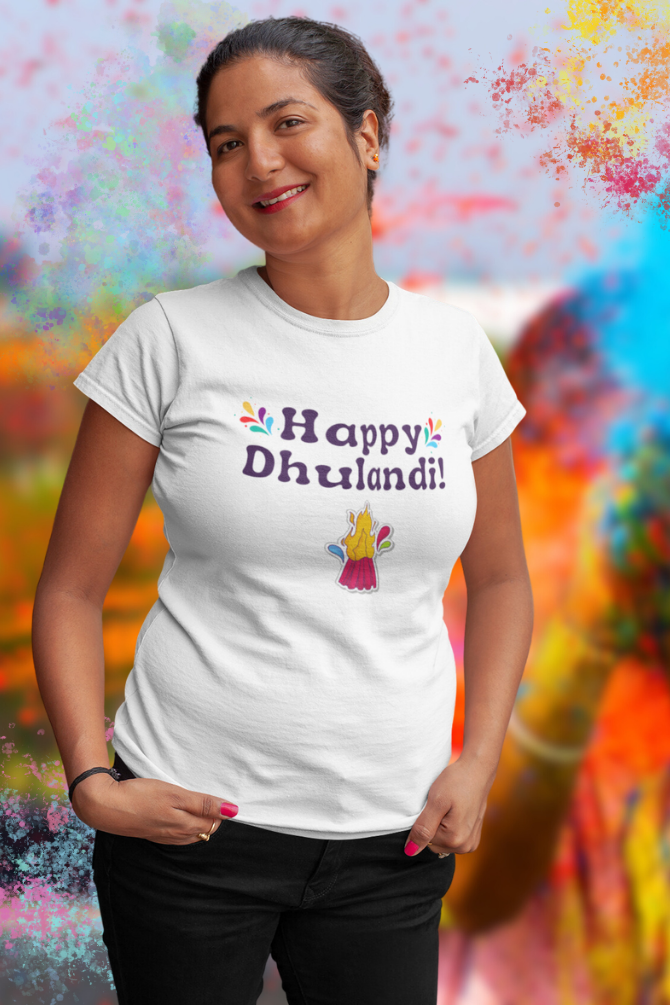 Happy Dhulandi Holi T-Shirt For Women - WowWaves - 2