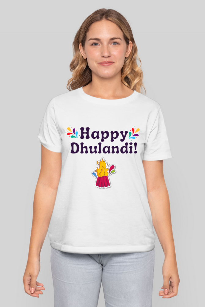 Happy Dhulandi Holi T-Shirt For Women - WowWaves - 4