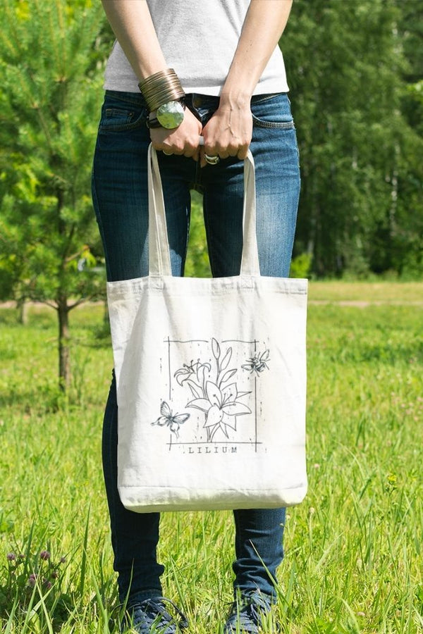 Lily Flowers Zipper Tote Bag