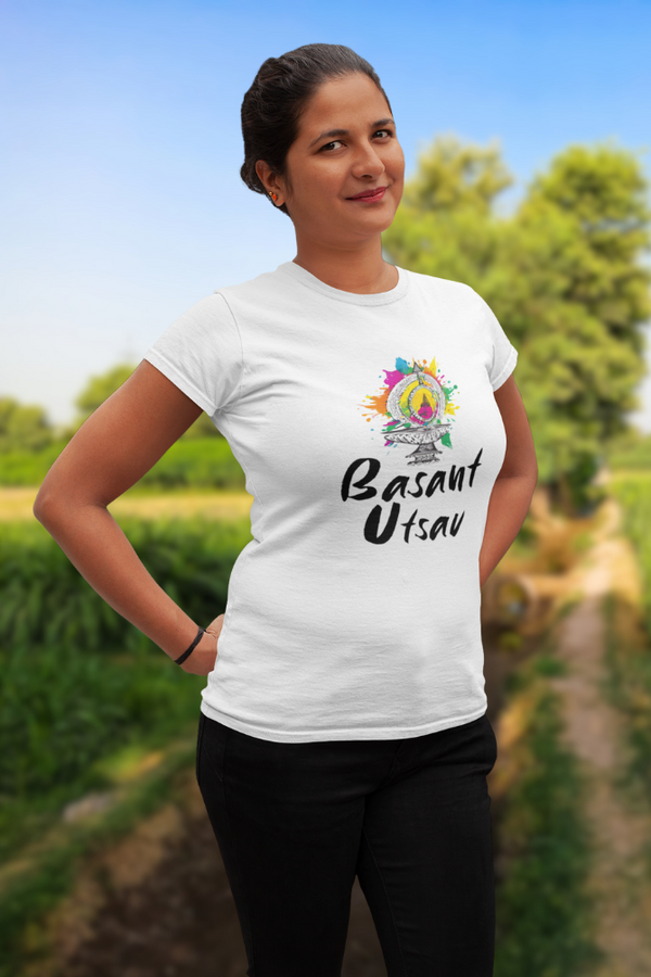 Basant Utsav Holi T-Shirt For Women - WowWaves