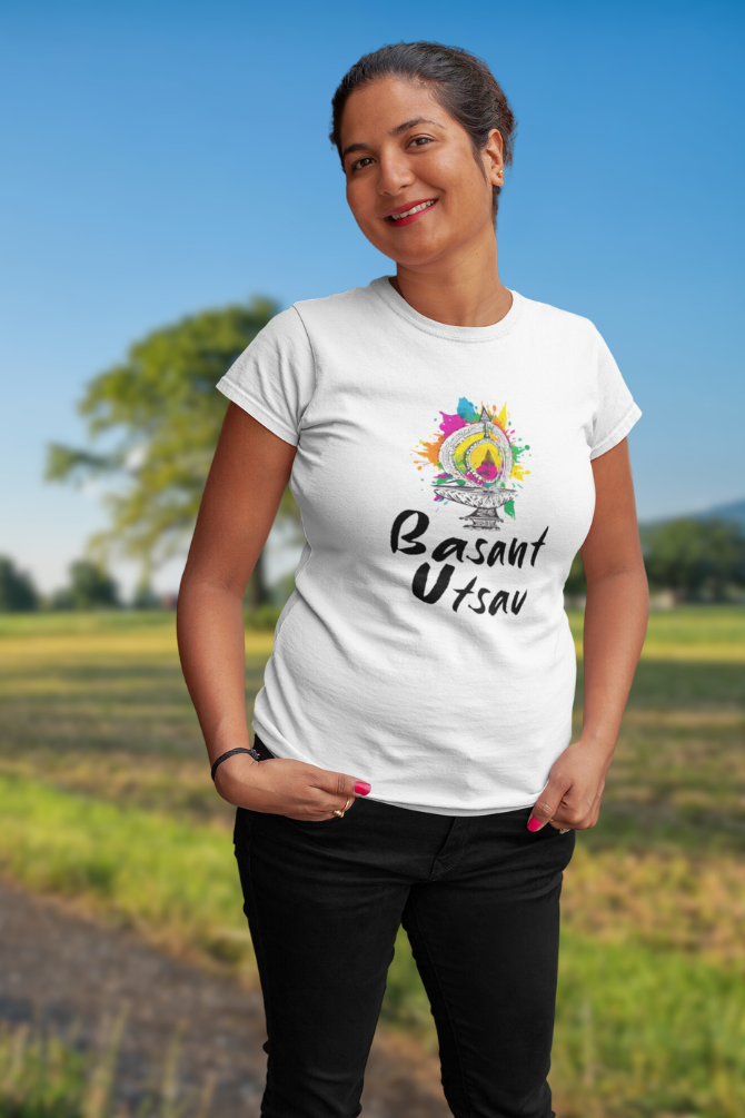 Basant Utsav Holi T-Shirt For Women - WowWaves - 2