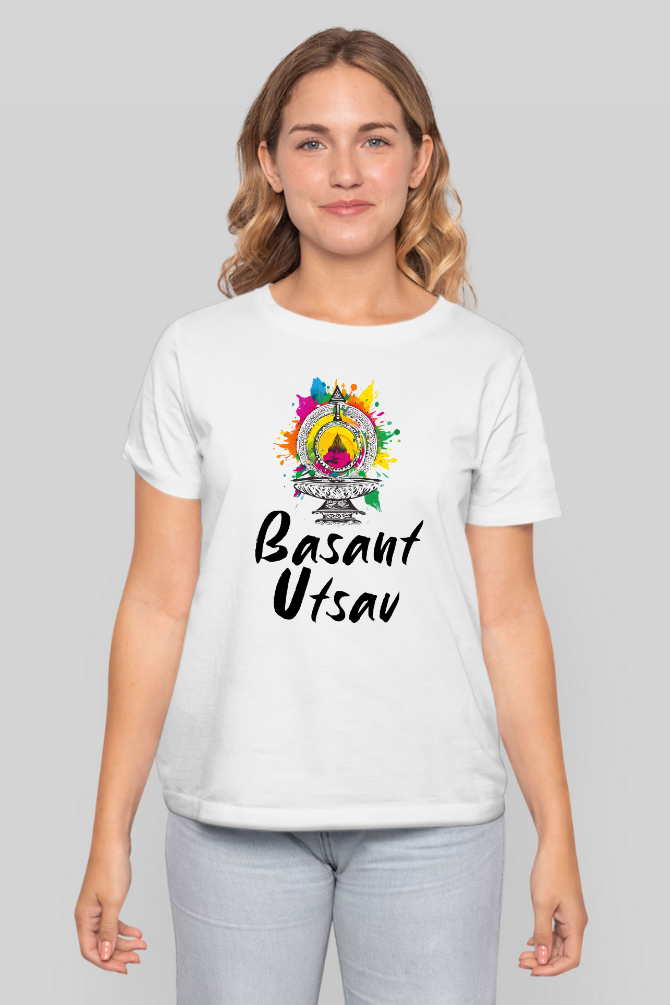 Basant Utsav Holi T-Shirt For Women - WowWaves - 4
