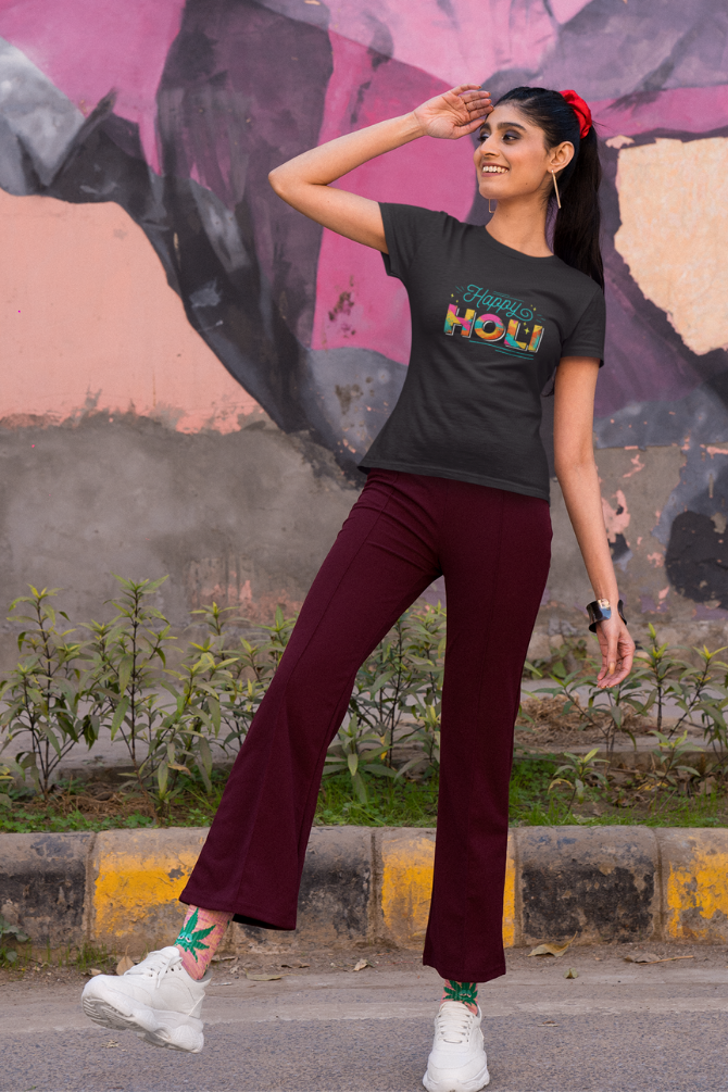 Happy Holi T-Shirt For Women - WowWaves - 2