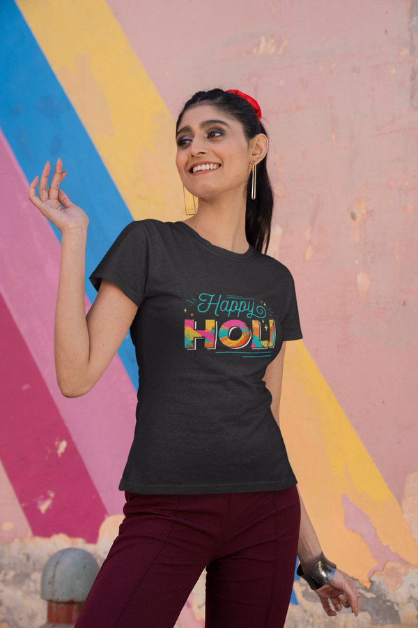 Happy Holi T-Shirt For Women - WowWaves
