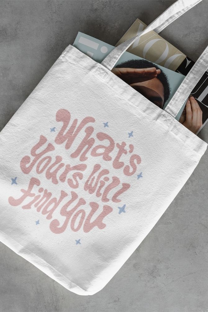 What Yours Will Find You Quote Zipper Tote Bag -1