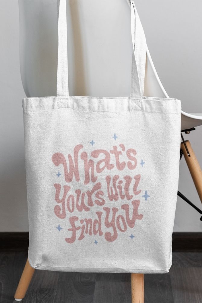What Yours Will Find You Quote Zipper Tote Bag -2