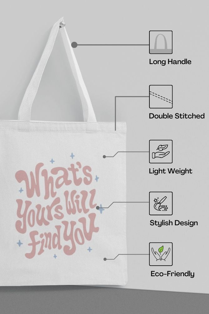 What Yours Will Find You Quote Zipper Tote Bag -5
