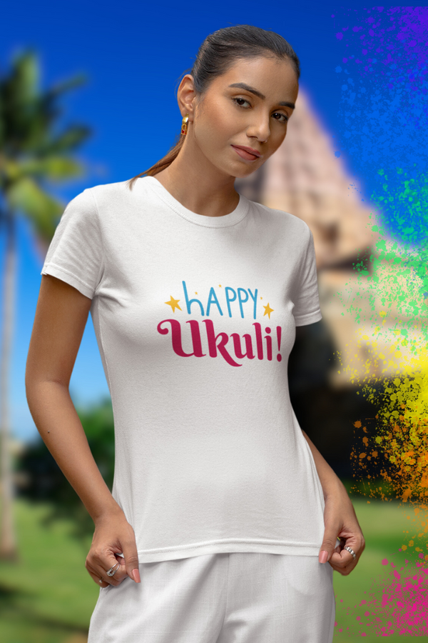 Happy Ukuli Holi T-Shirt For Women - WowWaves