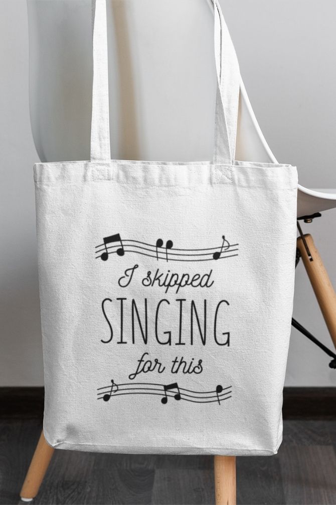 Musical Singing Notes Zipper Tote Bag -2