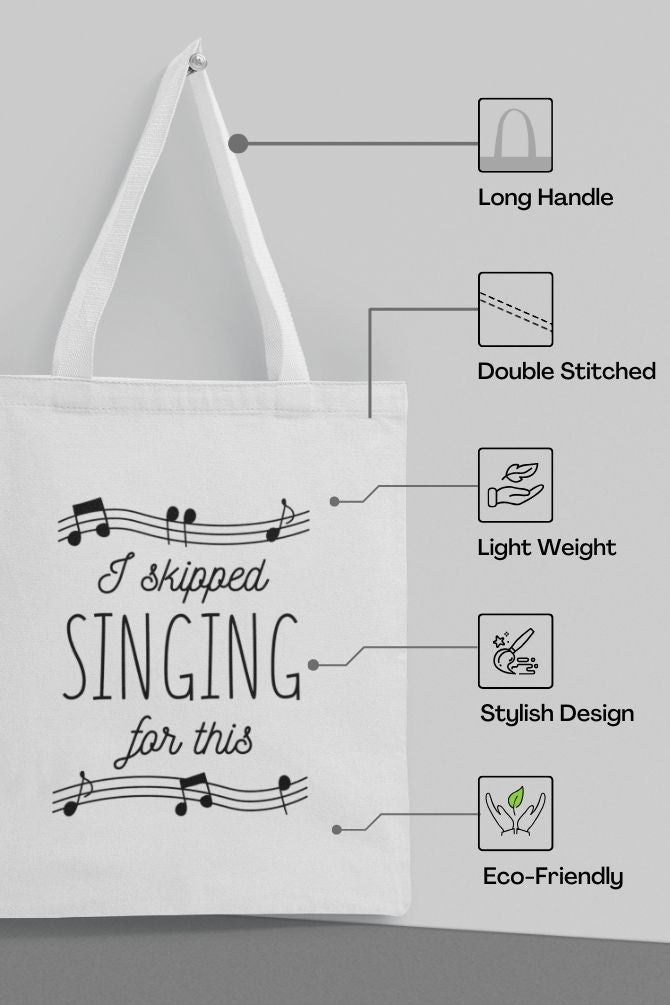 Musical Singing Notes Zipper Tote Bag -5