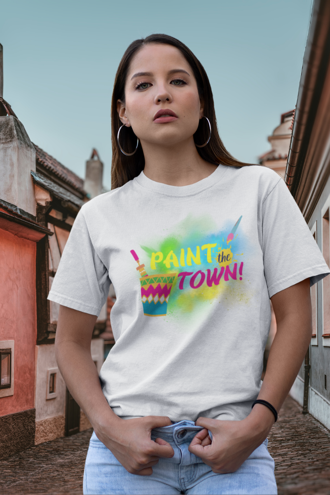 Paint The Town Holi T-Shirt For Women - WowWaves