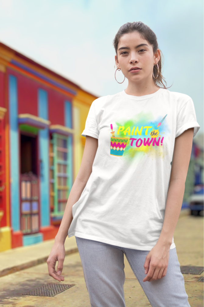 Paint The Town Holi T-Shirt For Women - WowWaves - 2