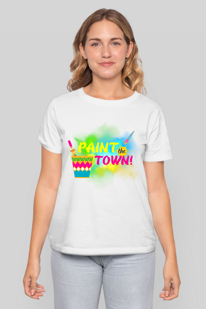 Paint The Town Holi T-Shirt For Women - WowWaves - 4