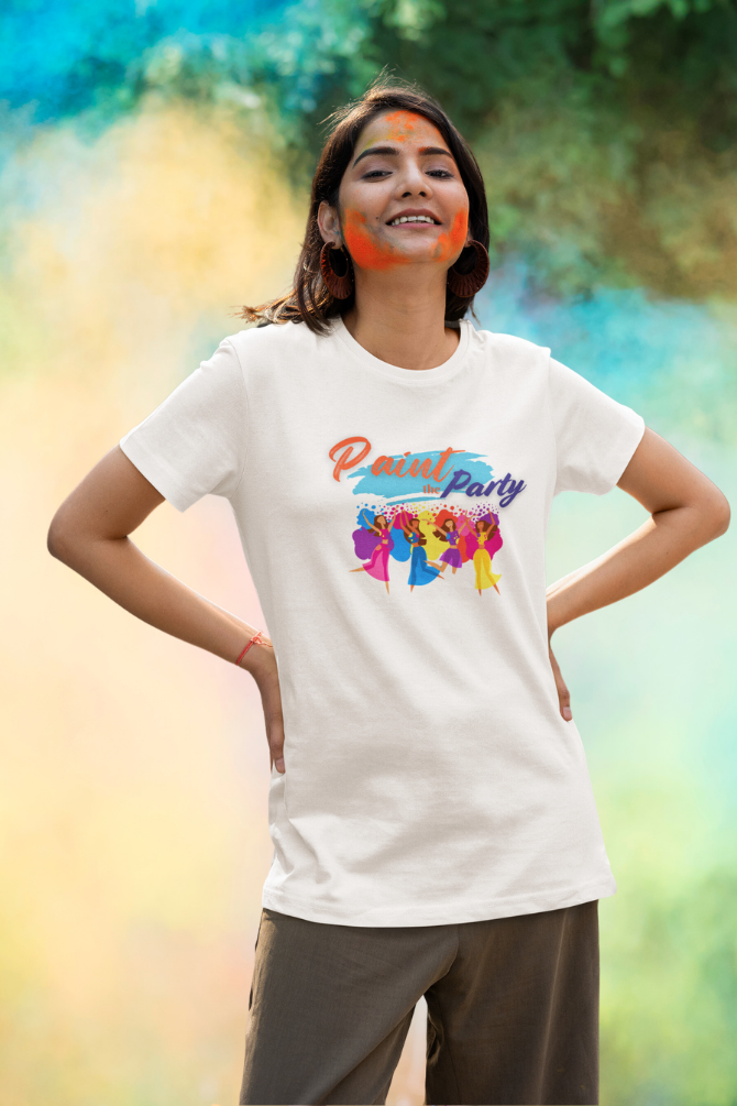 Paint The Holi Party T-Shirt For Women - WowWaves