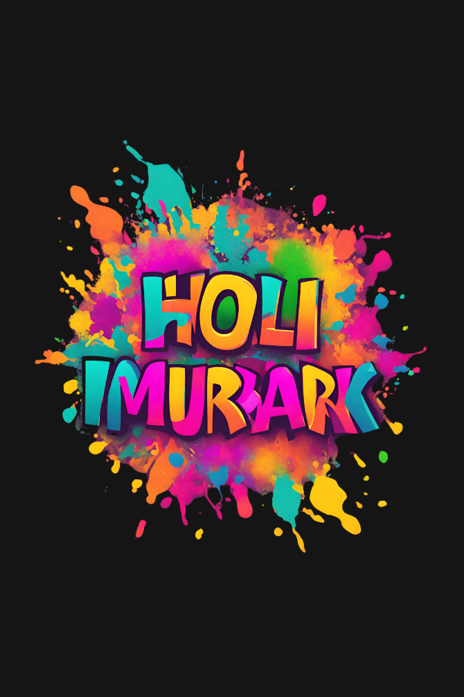 Colourful Holi Mubarak T-Shirt For Women - WowWaves - 1