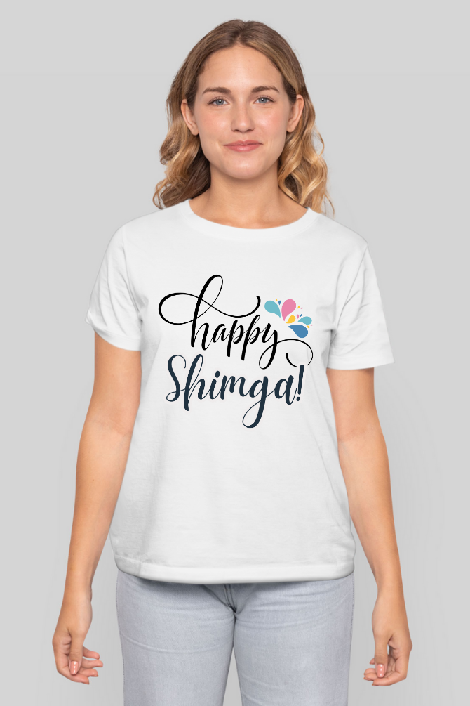 Happy Shimga Holi T-Shirt For Women - WowWaves - 3