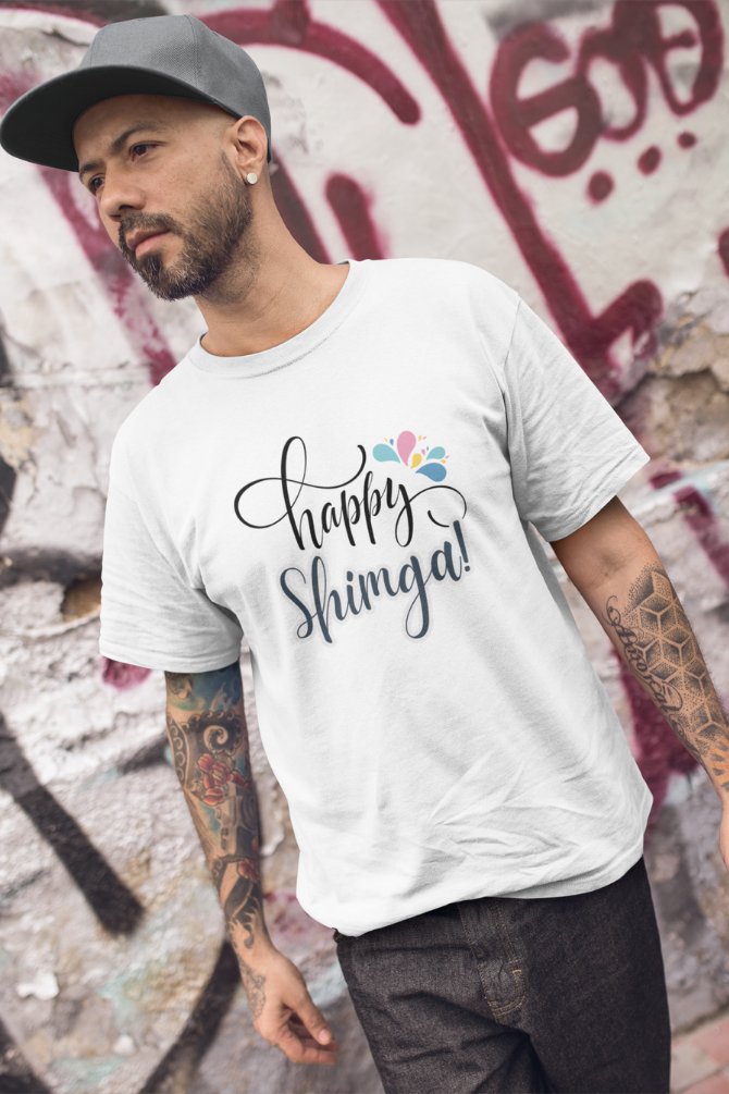 Happy Shimga Holi T-Shirt For Men - WowWaves