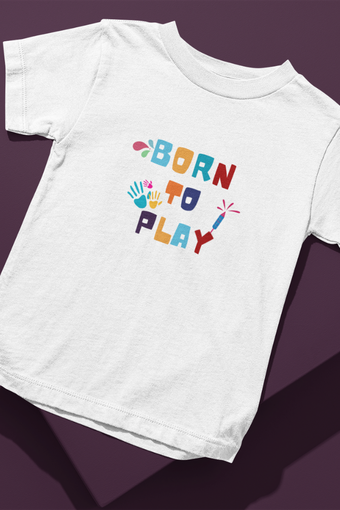 Born To Play Holi T-Shirt For Boy - WowWaves - 3