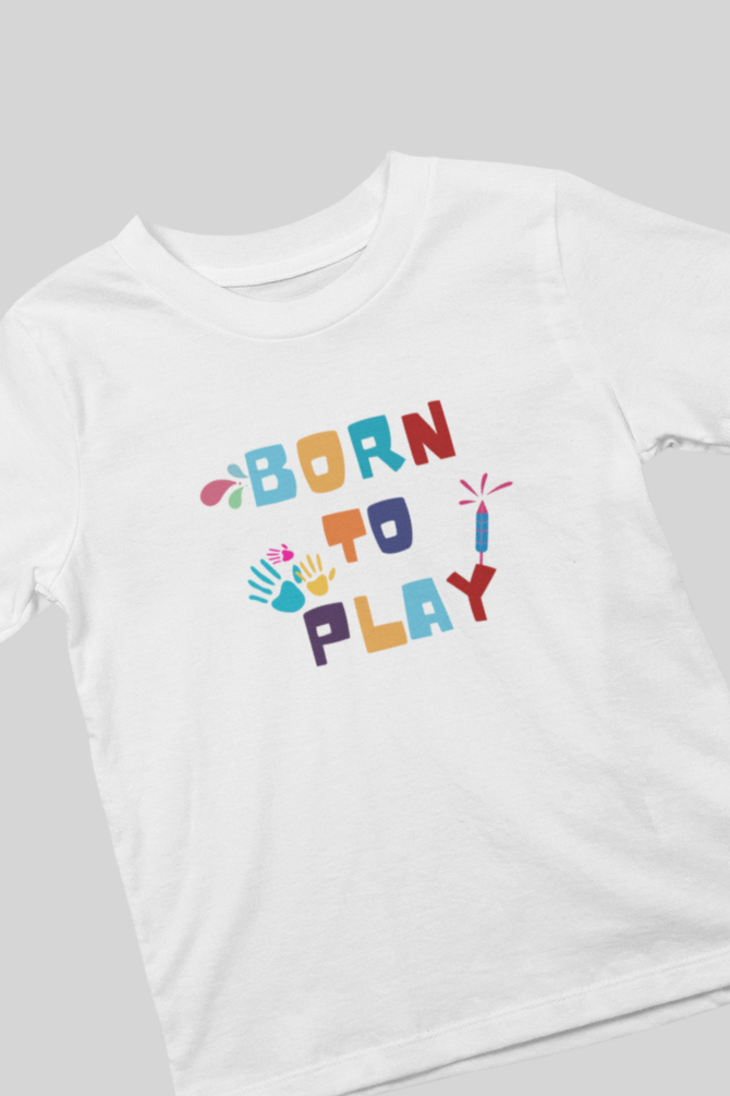 Born To Play Holi T-Shirt For Girl - WowWaves - 3