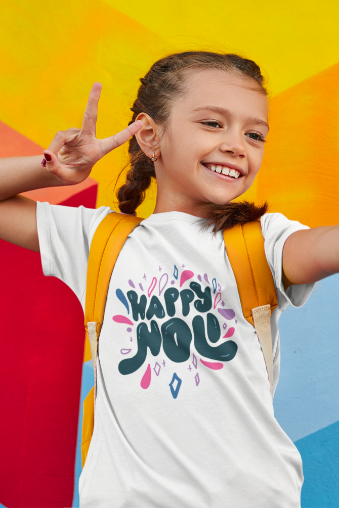 Happy Holi T-Shirt For Girl - WowWaves - 2