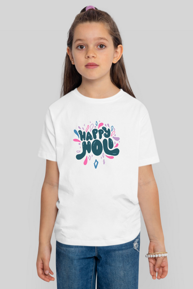 Happy Holi T-Shirt For Girl - WowWaves - 3