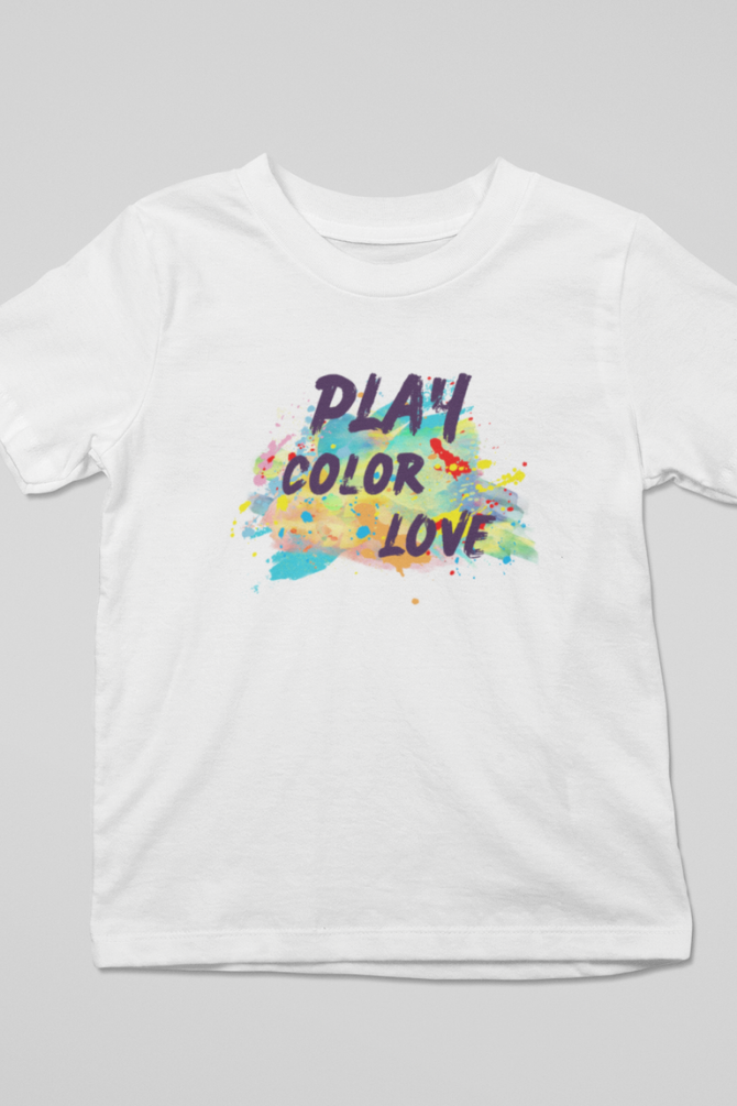 Play. Color. Love. Holi T-Shirt For Boy - WowWaves - 3