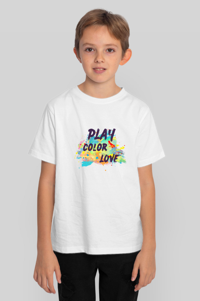 Play. Color. Love. Holi T-Shirt For Boy - WowWaves - 4