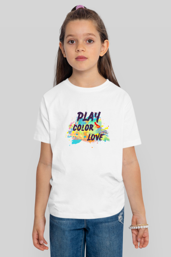 Play. Color. Love. Holi T-Shirt For Girl - WowWaves - 2