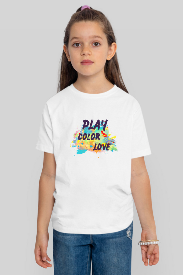 Play. Color. Love. Holi T-Shirt For Girl - WowWaves - 2