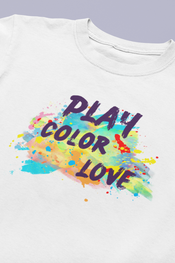 Play. Color. Love. Holi T-Shirt For Girl - WowWaves - 1