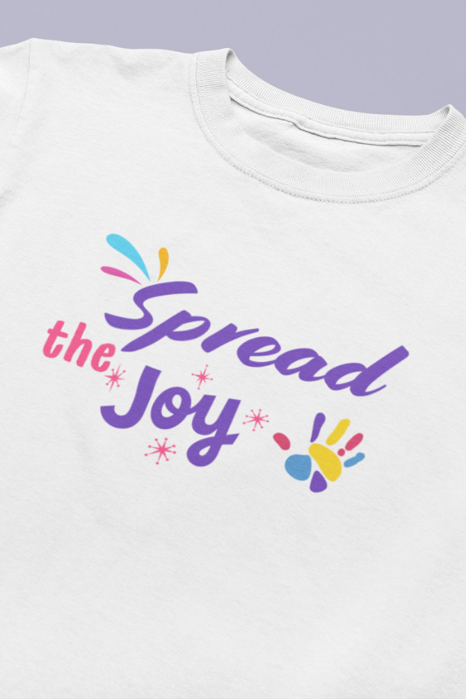 Spread The Joy Holi T-Shirt For Girl - WowWaves - 1