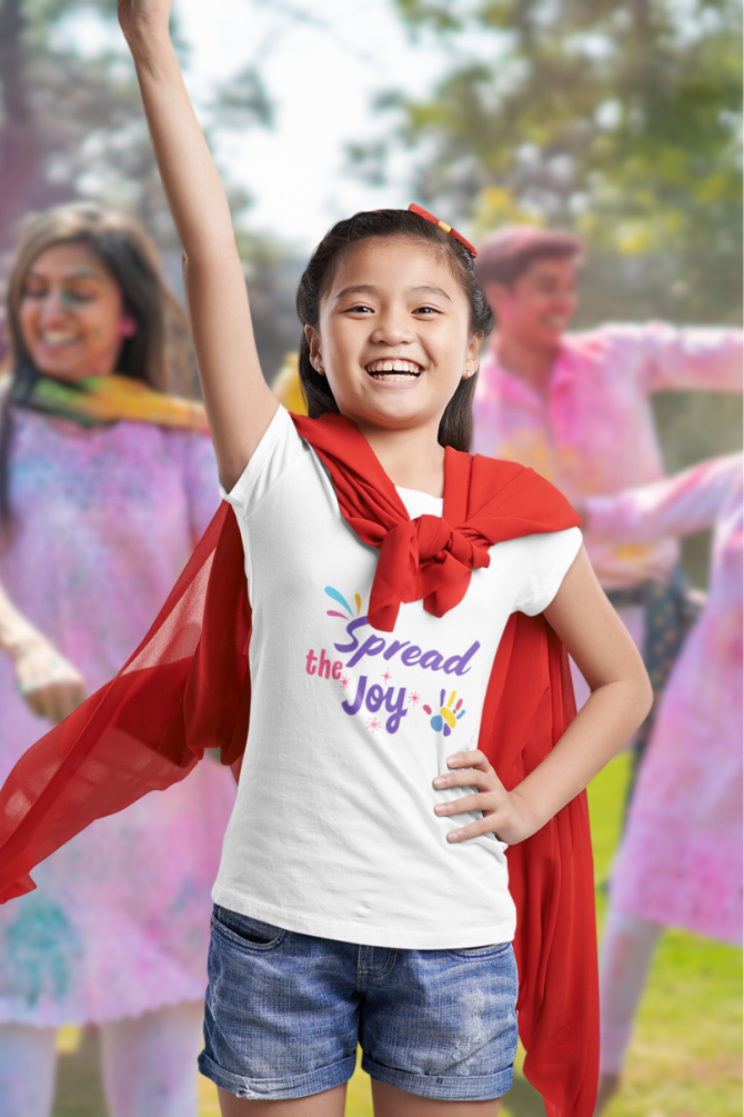 Spread The Joy Holi T-Shirt For Girl - WowWaves - 2