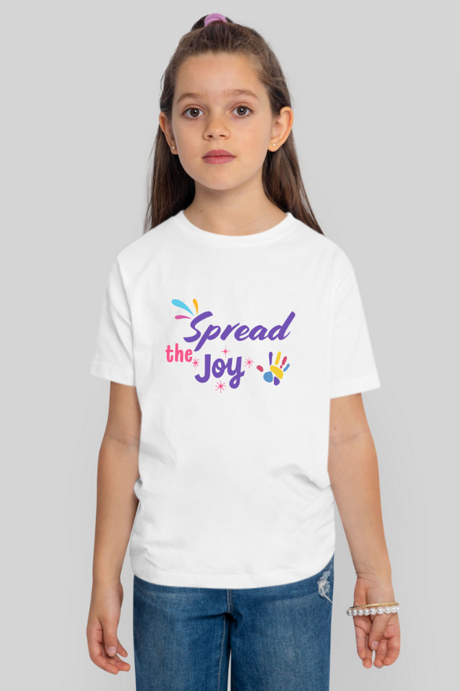 Spread The Joy Holi T-Shirt For Girl - WowWaves - 4