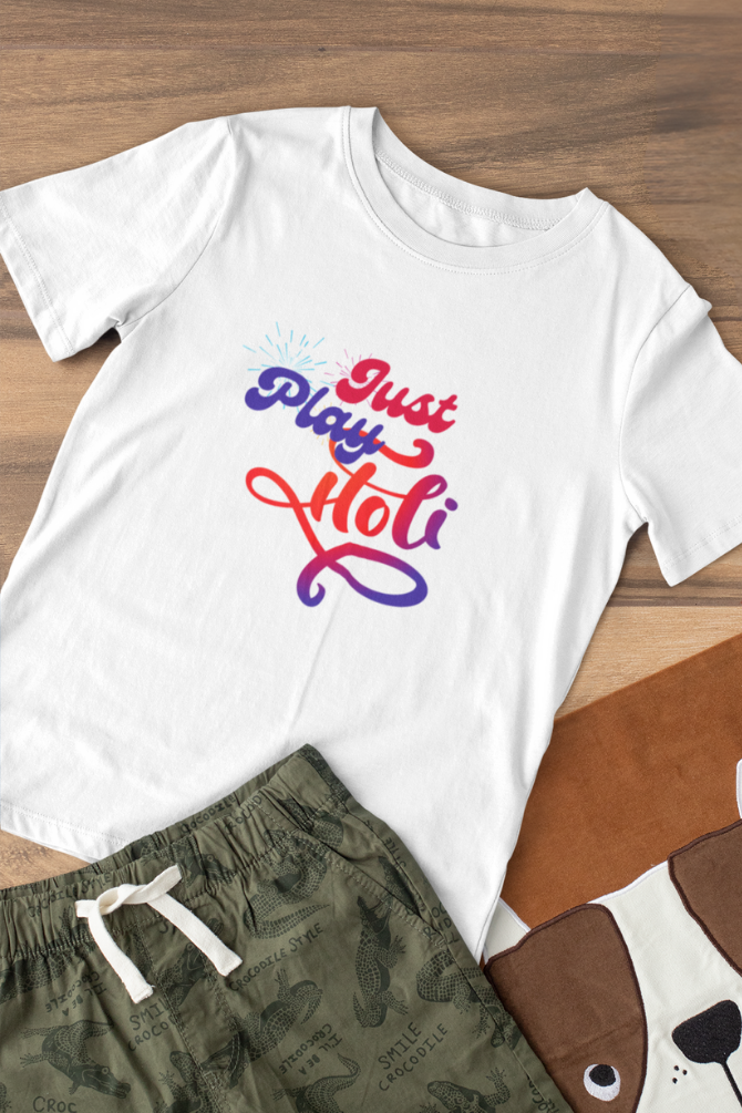 Just Play Holi T-Shirt For Boy - WowWaves - 3