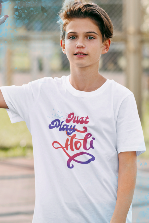 Just Play Holi T-Shirt For Boy - WowWaves