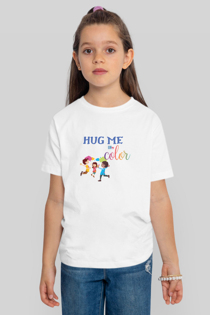 Hug Me In Colors! Holi T-Shirt For Girl - WowWaves - 4