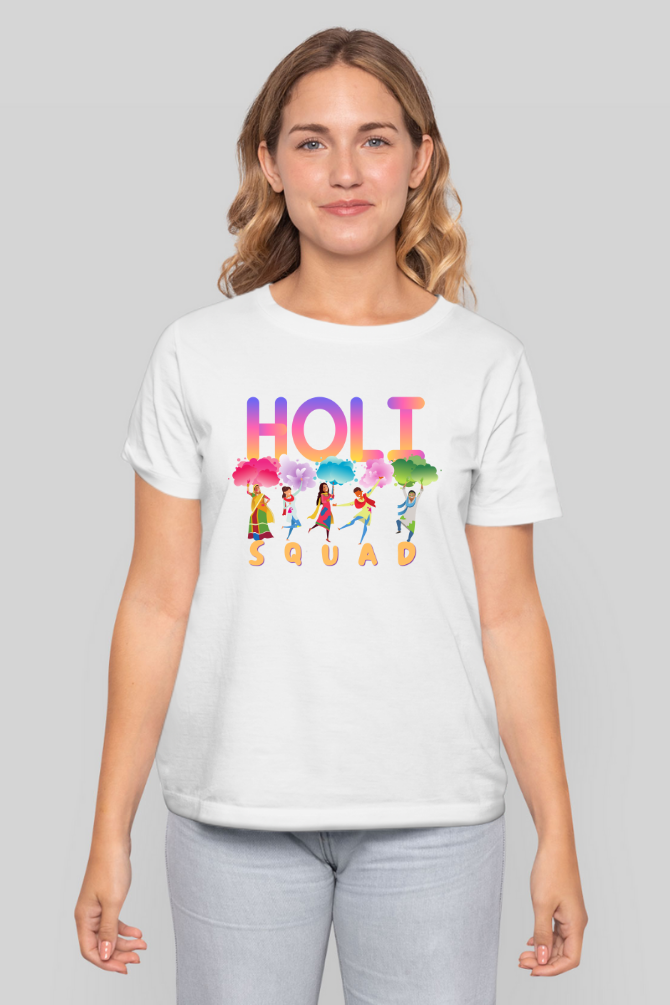 Colourful Holi Squad T-Shirt For Women - WowWaves - 4